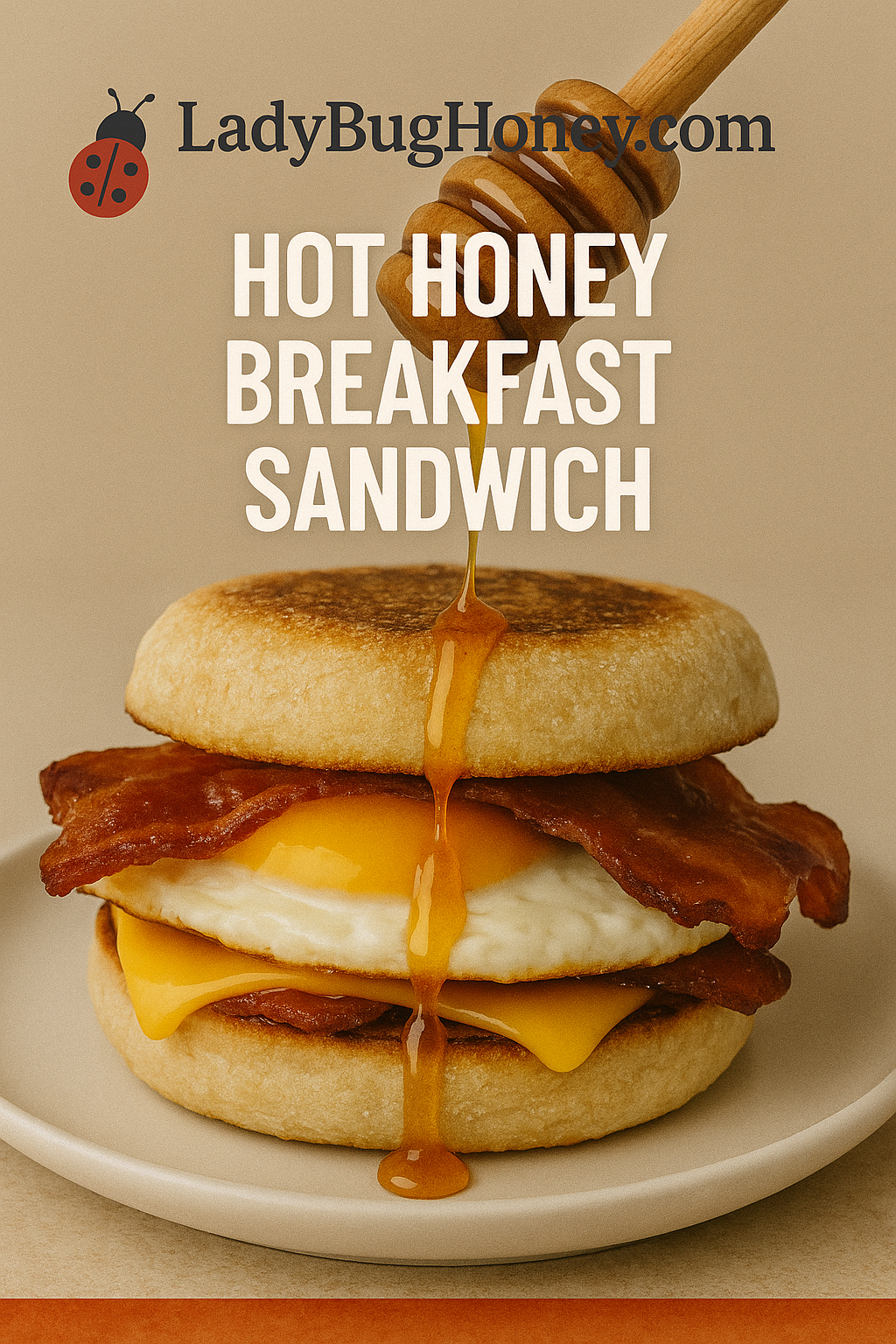 Breakfast sandwich with bacon, egg, cheddar, and hot honey