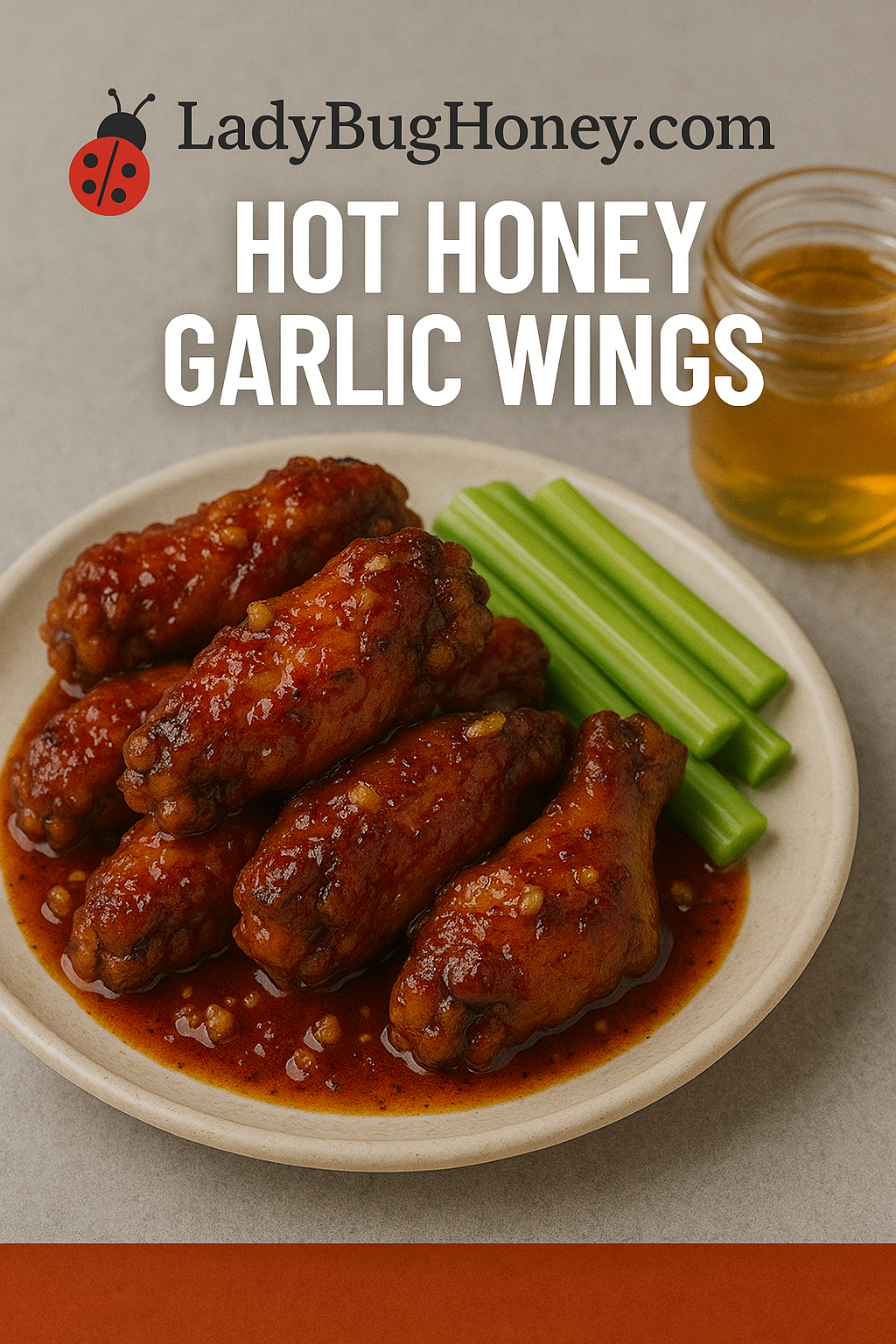 Hot honey garlic wings with minced garlic and chili