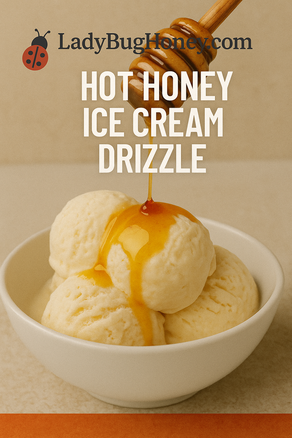Vanilla ice cream scoops with hot honey drizzle