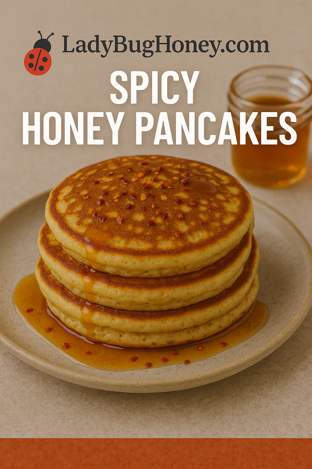 Stack of pancakes with spicy hot honey drizzle